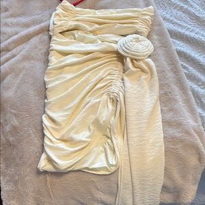 Cream Ruched One Shoulder Bodycon Dress